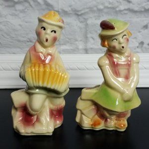 Vintage Shawnee German Boy with Accordion & girl